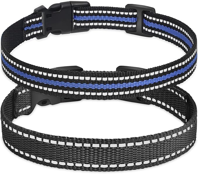 Modern Stylish 3/4" E Collar Replacement Strap with Quick Release, Replacement Shock Collar Strap, Adjustable for Small to Large Dogs, Replacement for Shock Collar Ecollar Strap (Black & Blue)