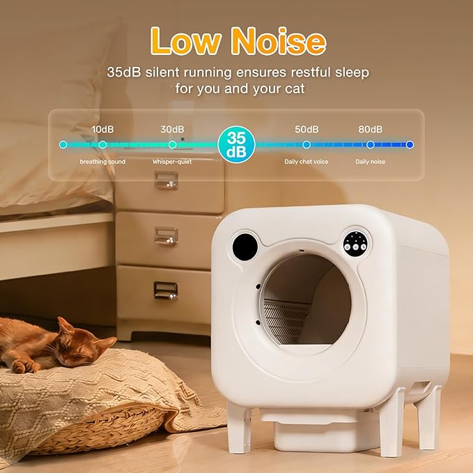 Automatic Litter Box, 4 in 1 Security-System Self Cleaning Litter Box Robot, 75L+12L Extra Large Space for Multiple Cats, APP Control, 1 Free Cat Litter-Mat, 3 Rolls Cats Waste Bag Liners