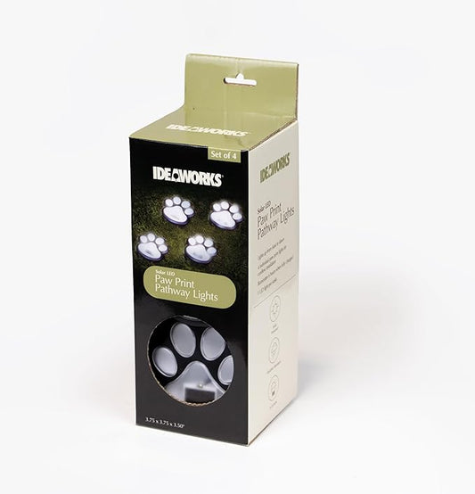 Wireless Set of 4 Solar Dog Paw Print Lights Garden Statue Lantern LED Path 3.75" Light Outdoor Animal Pet Lamp
