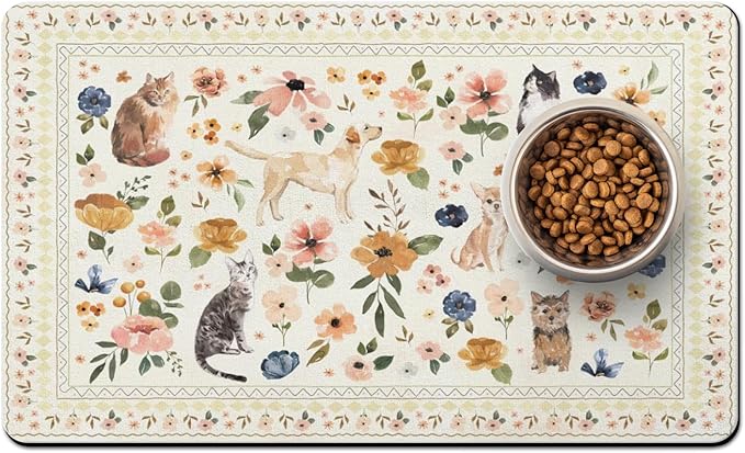 Dog Food Mats for Floors Absorbent, Non-Slip Quick Dry Dog Mat for Food and Water, Cat Pet Food Mat Pet Supplies