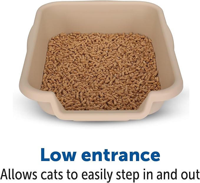 KittyGoHere Senior Cat Litter Box 2 Pack, Small Size, Beach Sand Color, Durable & Pet Safe Kitty Litter Box, Low 3" Entry and Lots More Room for Your Cats Comfort, Made in USA