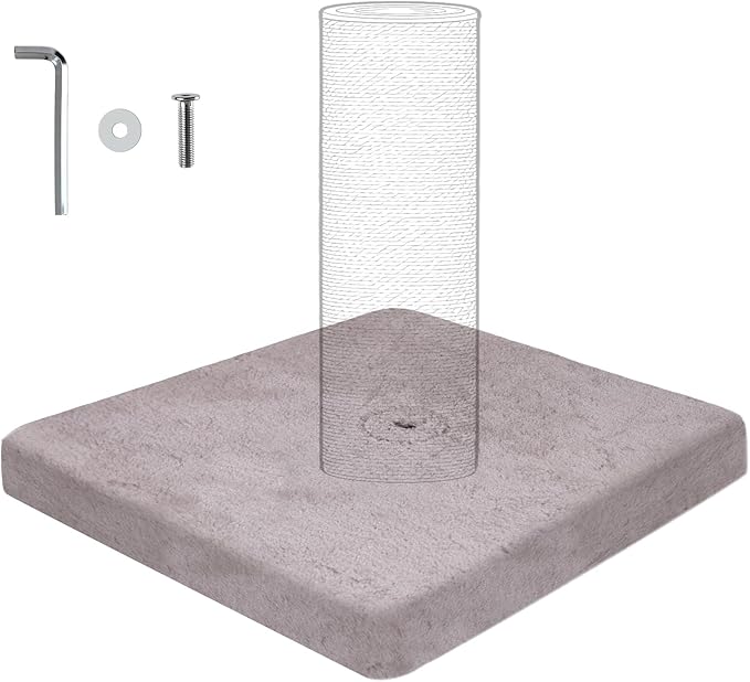 Cat Scratching Post Replacement Base, Cat Tree Replacement Parts, Foldable Base Covered with Soft Plush, Suitable for M8 Screws Cat Tree Scratcher Indoor for Kittens (LightGrey)
