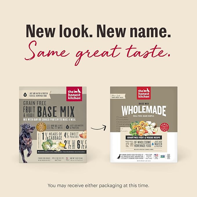 The Honest Kitchen Human Grade Wholemade™ Dehydrated Grain Free Fruit & Veggie Base Mix Dog Food (Just Add Protein),7 lb Box,(Pack of 2)