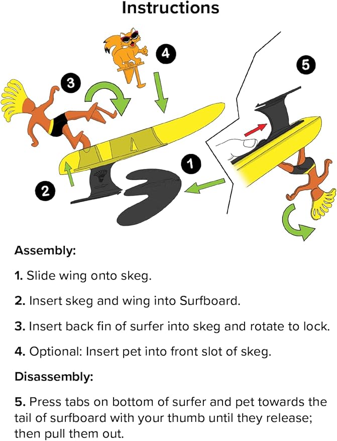 Surfer Dudes Legends & Surfer Pets Wave Powered Mini-Surfer, Pet and Surfboard Beach Toy - Supertubes Samantha and Swell