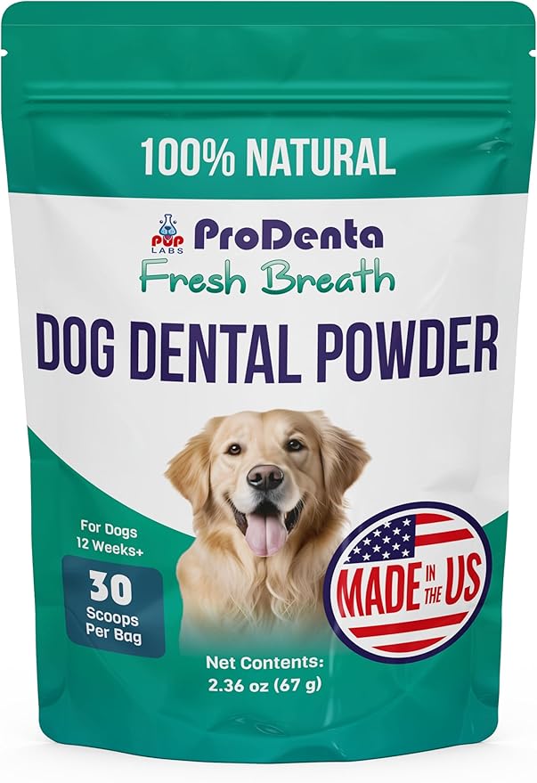 ProDenta Fresh Breath for Dogs, All-Natural Dog Breath Freshener, Dog Dental Powder Made in USA, 30 Servings