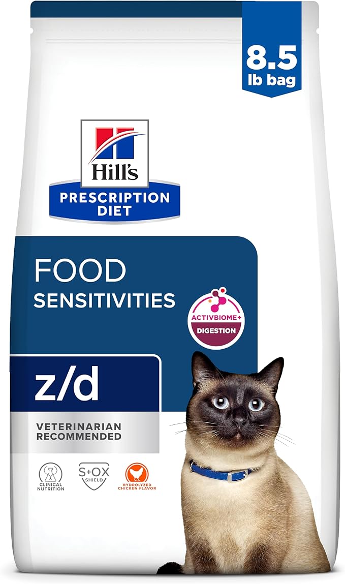 Hill's Prescription Diet z/d Skin/Food Sensitivities Hydrolyzed Dry Cat Food, Veterinary Diet, 8.5 lb. Bag