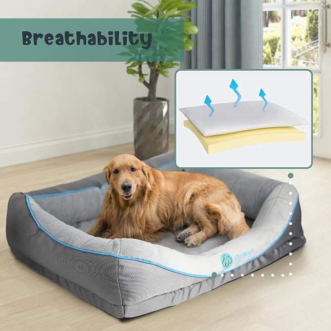 Orthopedic Dog Bed for Big Dogs,Waterproof Big Size Dog Sofa,Supportive Foam Pet Couch with Removable Cover,Non-Slip Bottom and Waterproof Lining,Machine Washable