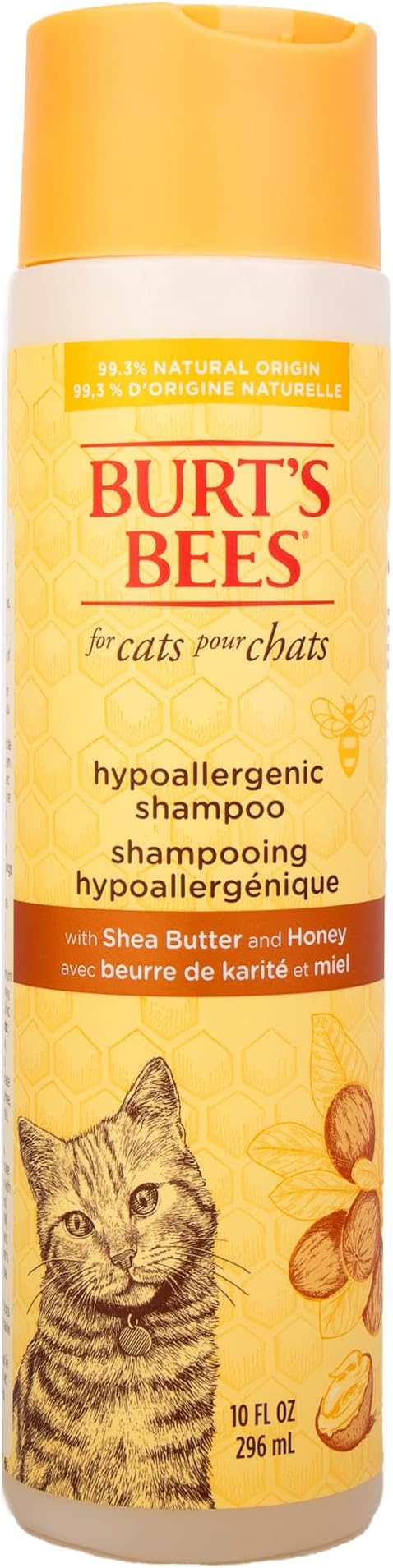 Burt’s Bees for Pets Hypoallergenic Cat Shampoo with Shea Butter and Honey, Gentle Kitten Shampoo for Indoor Cats with Dry or Sensitive Skin, Cat Bathing Supplies, 10 Fl Oz