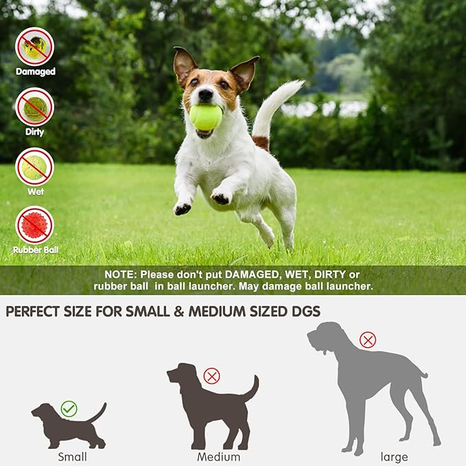 SOCO Automatic Ball Launcher for Dogs, USB Rechargeable with 3 Distances (10/20/30 ft), Safety LED Indicator, Include 15 Tennis Balls, Indoor/Outdoor Fetch Toy for Small/Medium Dogs