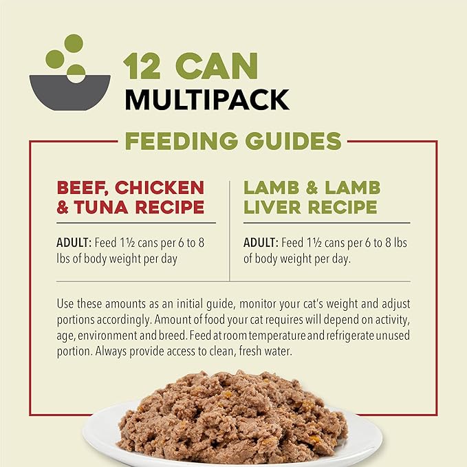 ACANA Premium Pate Wet Cat Food in Bone Broth Variety Pack: Beef Chicken & Tuna + Lamb 3oz Cans (12 Count, 6 of Each)