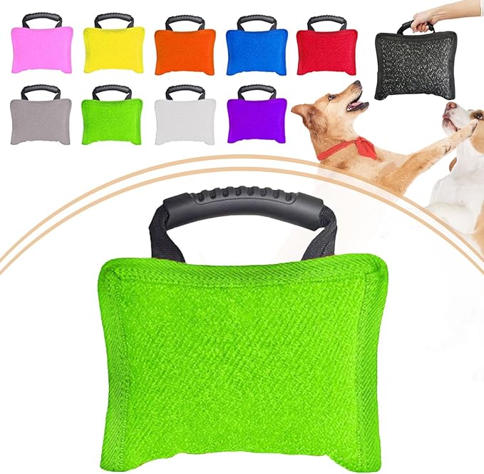 Baoblaze Dog Bite Pillow Tough Tug Toy Practical Portable Outdoor Pet Supplies for Small and Medium Sized Dogs Biting Pad with Handle, Green
