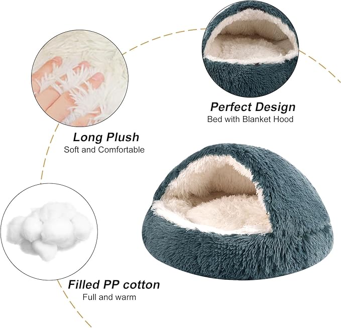 Dog Beds for Small Dogs, Cat Bed Cave, Washable Cute Cat Bed, Cozy Nook Pet Bed for Dogs or Cats, Anti-Slip Puppy Bed Fits up to 12 lbs Pets(Dark Grey, 20" x 20")