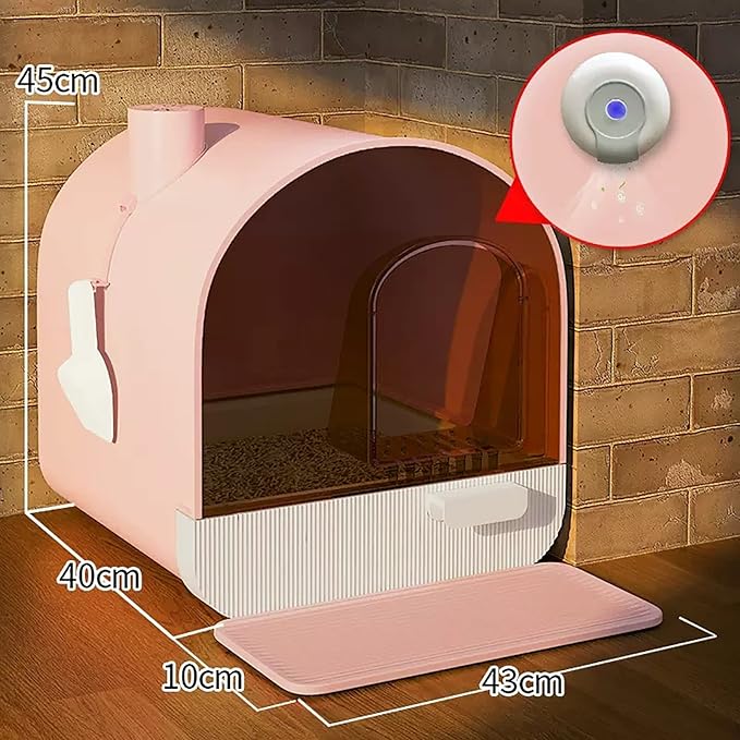 Large Litter Box with Odor Control Carbon Filter, Enclosed Plastic Cat Litter Box with Handy Litter Scoop,Drawer Type Cat Toilet,Perfect for Medium Cats (Color : Green)