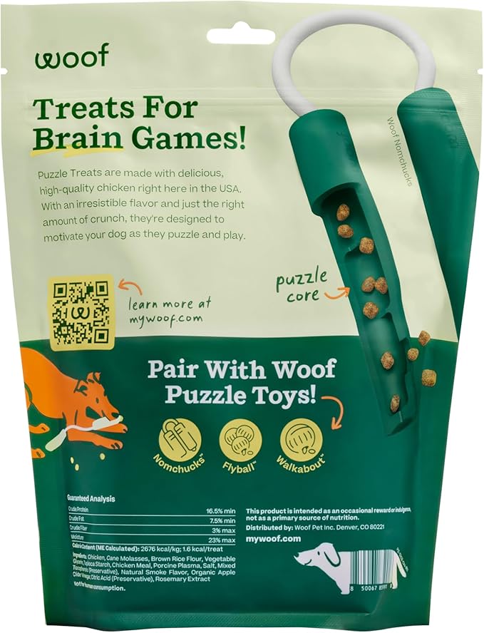WOOF Air-Dried Puzzle Treats - Refill Treats Sized Puzzle Toys - The Perfect Dog and Puppy Training Treats - Made with Real Chicken - 12 oz
