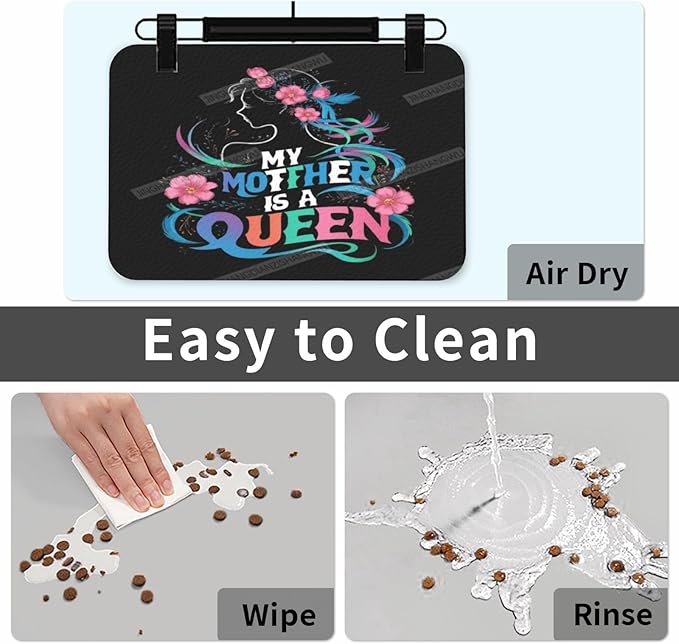 Pet Feeding Mat Colour Happy Mother's Day Floral Gift Mom Be Dog Food Mat for Food Water No Stains Quick Dry Dispenser Cat Bowl Mats for Messy Drinkers 24x16In