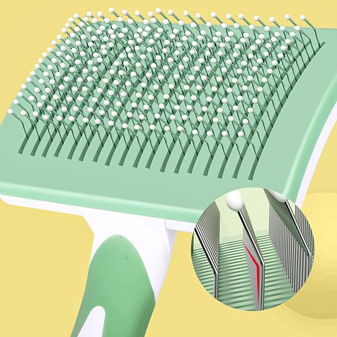 Dog Brush, Self Cleaning Shedding Brush - Skin Friendly Grooming Tool for Dogs, Cats, and Puppies, Deshedding and Hair Removal for Long and Short Haired Pets, Green