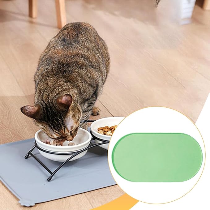 Pet Feeding Dog Food Mat Multifunctional Supplies Anti Slip Silicone Contain Spills Replace Pad Accessories Placemat, Green