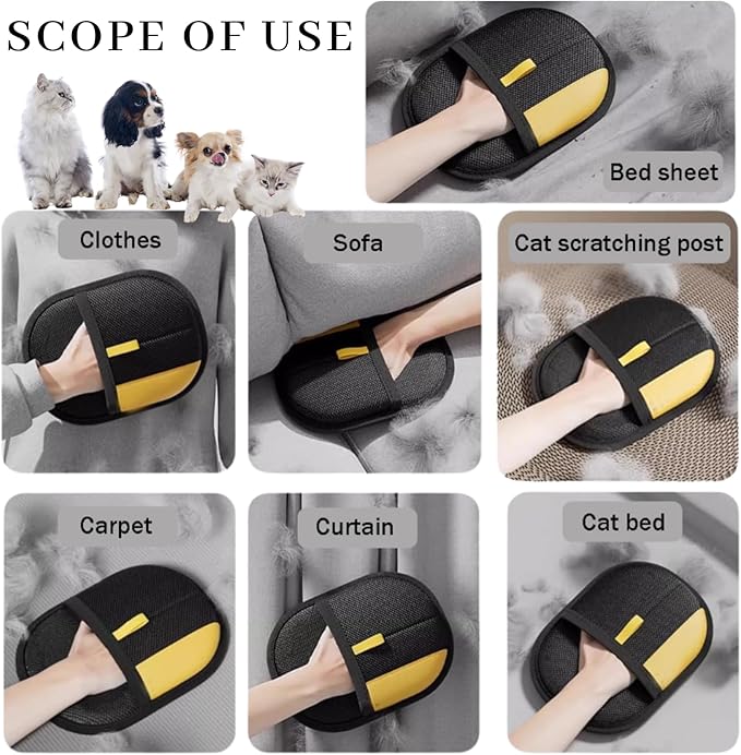 Rhino Ben Pet Hair Remover, Reusable Electrostatic Pet Hair Remover Glove, Electrostatic Gloves Pet Hair Removal, Whimsyard/Velure Pet Hair Removal Glove for Dogs & Cats (2 Pack)