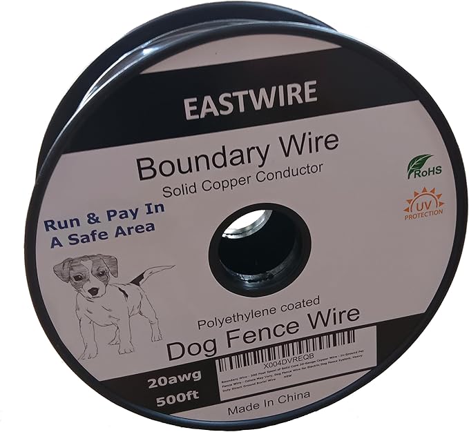 Boundary Wire - 500ft Spool of Solid Core 20 Gauge Copper Wire - Underground Pet/Dog Fence Wire - for Electric Dog Fence System, Heavy Duty Direct Burial