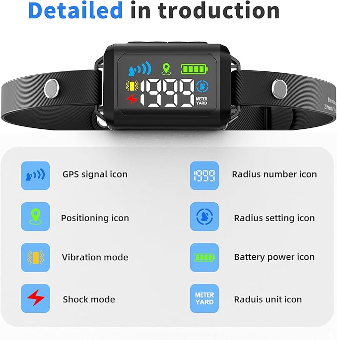 GPS Wireless Dog Fence System, Electric Fence for Dogs, Adjustable Range 99-5997ft, IPX7 Waterproof, Wireless Fence for Dogs, Pet Containment System for Outdoor Use