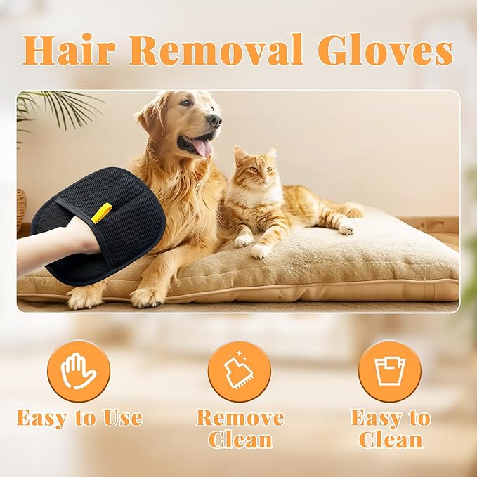 Pet Hair Remover Glove - Reusable & Eco-Friendly Cleaning Tool, Electrostatic Double-Sided Pet Hair Removal Glove, Two-Way Brush, for Cats, Dogs, Clothing, Sofa (3pc)
