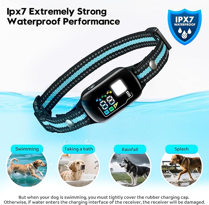 Dog Shock Collar with Remote-3300 Feet & IPX7 Waterproof Dog Training Collar -Beeper, Vibration, Safe Shock for 7-120lbs Large, Medium, Small Dogs, with Keypad Lock, Rechargeable Bark Collar（2Dogs