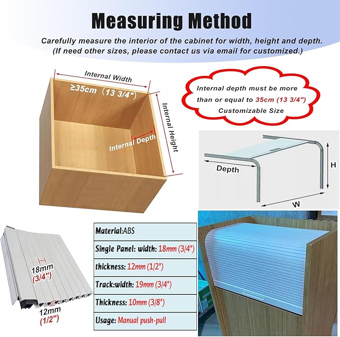 Wide Retractable Tambour Door Kit Set - Roll Up Door for Cabinets, Pet Supplies, & Storage - Ideal Replacement for Cupboards & Seaside Storage Solutions