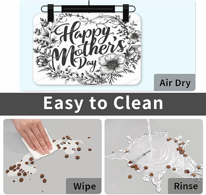 Pet Feeding Mat Absorbent Dog Mat for Food and Water Bowl Dog Accessories Happy Mother's Day Floral Gift for Mom Kv Pet Supplies Dogs Quick Dry Cat Water Dispenser Mats 18X12In