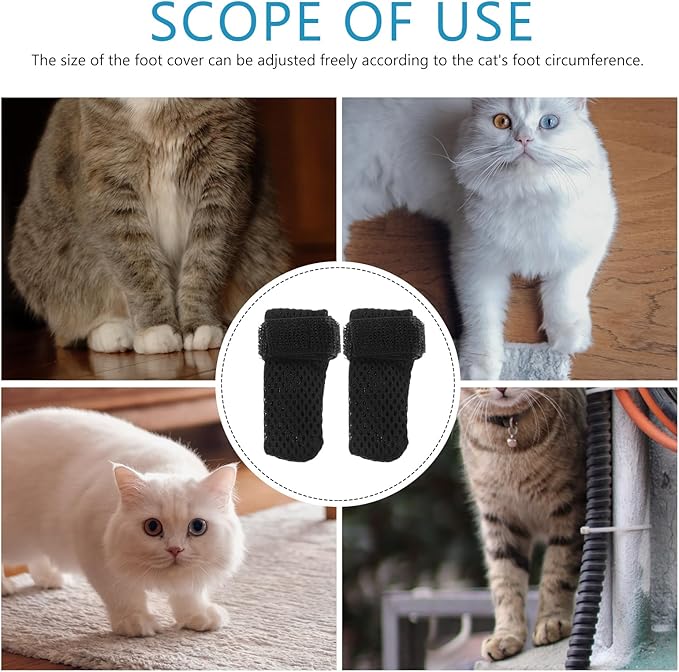 Adjustable Cat Foot Muffs Protective Paw Covers Cat Shoes Claw Caps for Cats Anti-Scratch Comfortable Fit for Feeding Medicine Grooming