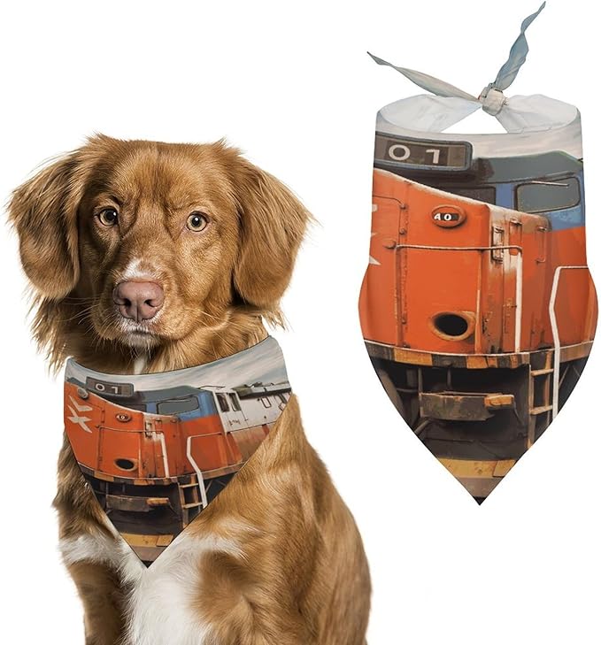 Dog Bandana Spring Pet Scarf Adjustable Triangle Train Printing Dog Bib Washable Polyester Puppy Bandana for Small Medium Large Dogs Cat Birthday Party Supplies