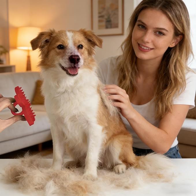 Dog Grooming Brush - Cat Desheddiñg Tool | Pet Head Massage Comb | Flower Shaped Silicone Pet Brush for Removing Loose Hair Soothing Massage, Professional Grooming Supplies for Kittens and Small Dogs