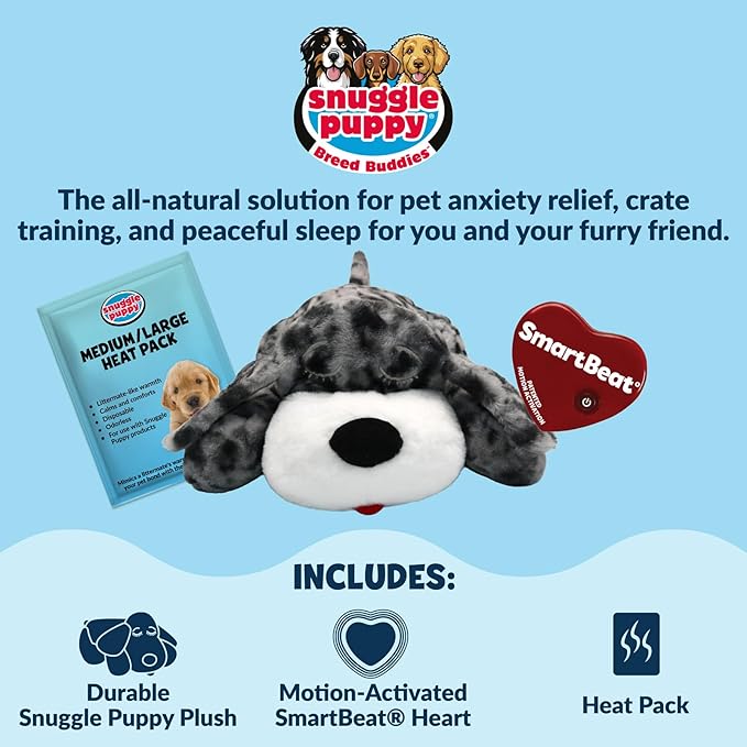 Snuggle Puppy Original for Large Breeds - Heartbeat Puppy for Dogs - Pet Anxiety Relief and Calming Aid - Comfort Dog Toy - Behavioral Training and Sleep Aid Cuddle Buddy - Great Dane