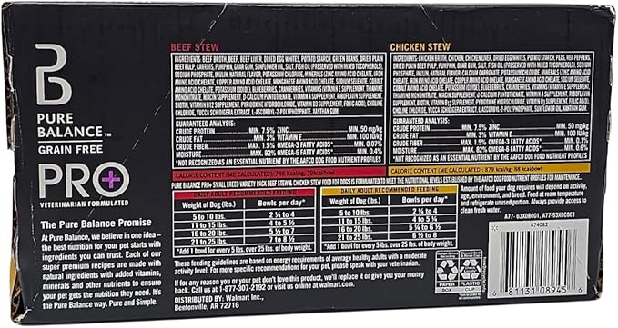 Pure Balance Pro+ Small Breed Beef and Chicken Stew Wet Dog Food, 12 Count