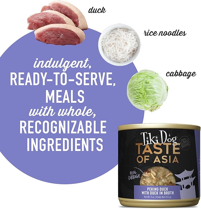 Tiki Dog Taste of The World Wet Dog Food, Asia, Peking Duck with Duck in Broth, 9 oz. Can (8 Count)