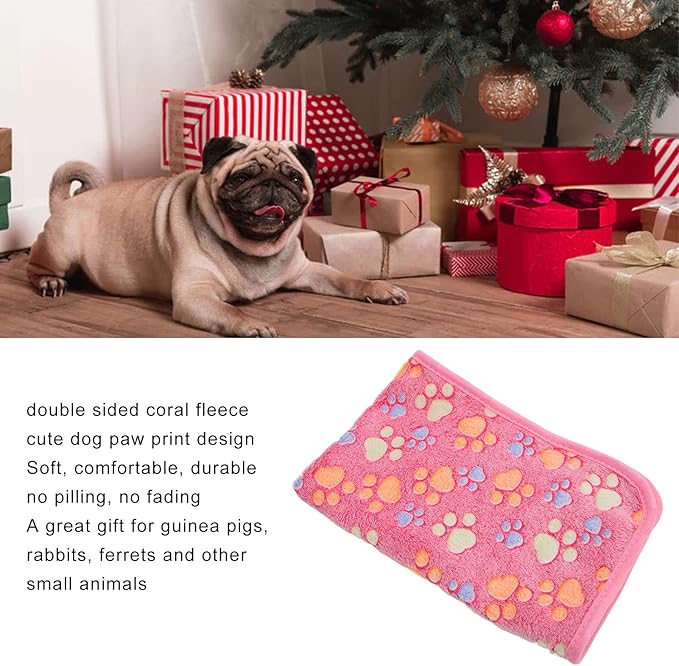 3Pcs Dog Paw Print Fleece Blanket, Pet Warm Sleep Mat, Coral Fleece Soft Dog Blanket with Cute Paw Design, Bite Resistant Pet Supplies for Dogs Cats Small Animals (L)