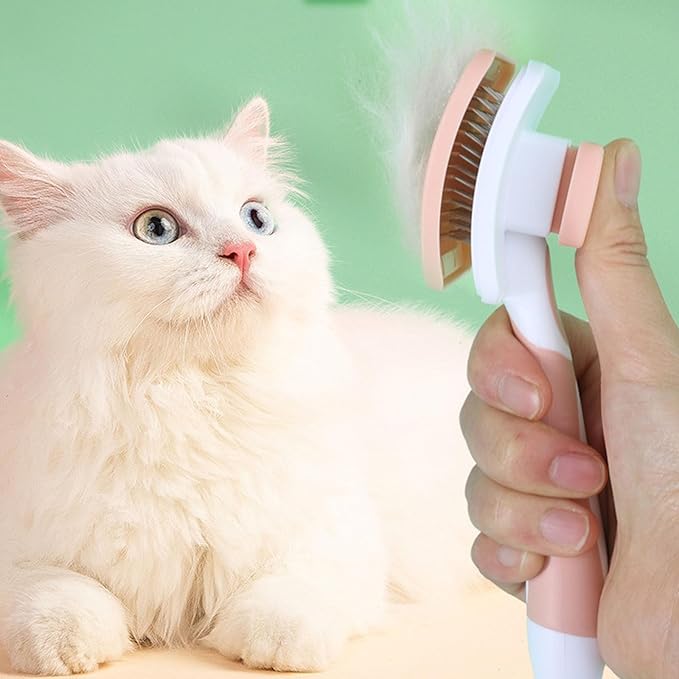 Dog Brush, Self-Cleaning Slicker Brush - Skin-Friendly Deshedding Grooming Tool for Dogs & Cats, Suitable for Shedding & Long-Haired Pets, Easy to Clean, Effective Hair Removal Function