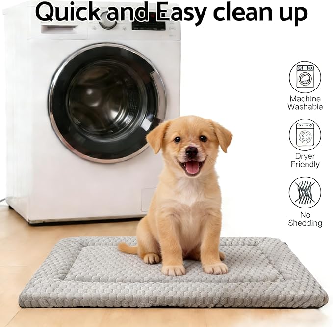 Dog Bed Mat, Reversible Dog Crate Pad - Comfortable Kennel Mat for Dogs & Cats, Machine Washable Dog Bed Suitable for Kennel, Cage or Home Travel（Light Brown, 24" L*18" W*1.5" Th