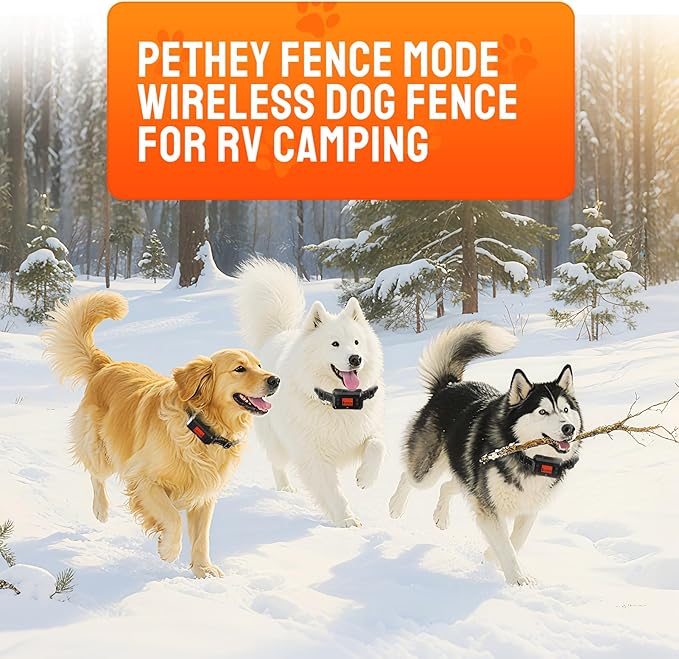 GPS Dog Collar Fence. IPX7 Waterproof Perimeter Dog Collar. 33-999yard Adjustable Range. Vibration and Electric Shock Collar for Dogs.Wireless Dog Fence Outdoor for Yard & Indoor Use