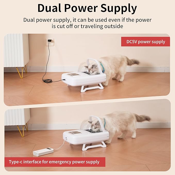 Automatic Cat Feeder with RFID Collar Sensor, Recognize 134.2kHz 15 Digits Pet Chip ID, Obese Cat, Anti Food Grabing for Both Wet Dry Food and Health Management