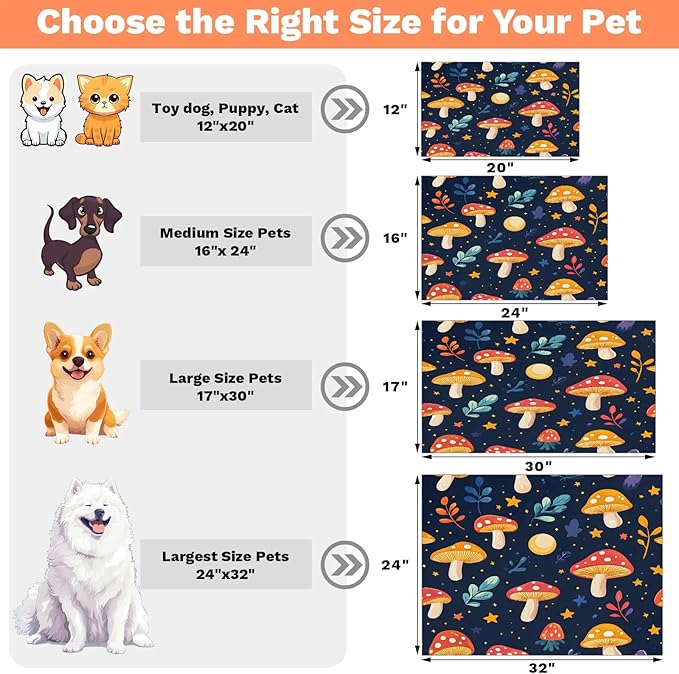 Mushroom Dog Food Mat for Floors Absorbent Dog Bowl Mat for Food and Water Dispenser Quick Dry Cat Food Placemat Pet Supplies 17" x 30", Leaf Star