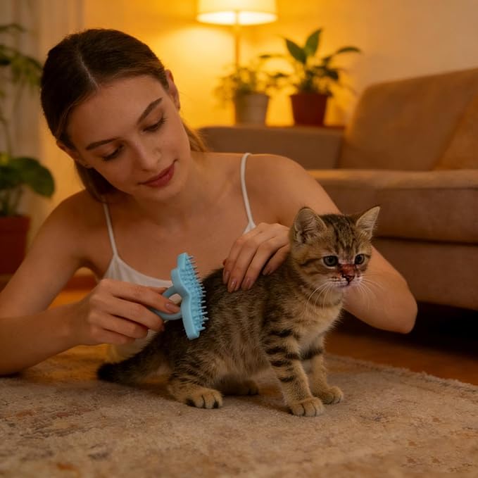 Dog Grooming Brush - Cat Desheddiñg Tool | Pet Head Massage Comb | Flower Shaped Silicone Pet Brush for Removing Loose Hair Soothing Massage, Professional Grooming Supplies for Kittens and Small Dogs