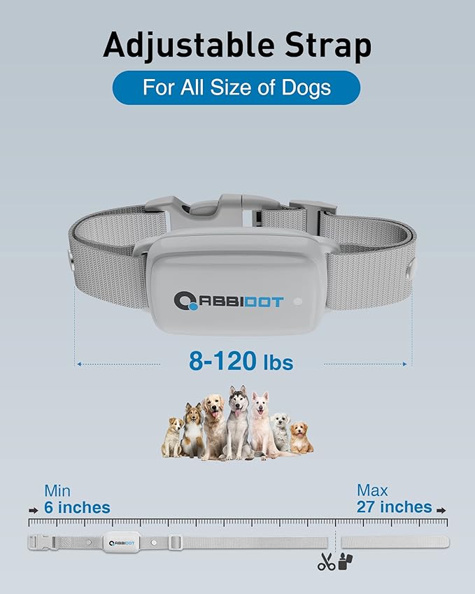 ABBIDOT Dog Shock Collar, 3300 FT Dog Training Collar with Remote, IPX7 Waterproof with 4 Training Modes, Rechargeable E-Collar for Small Medium Large Dogs (15-120 lbs) (Light Grey, 1 Collar)