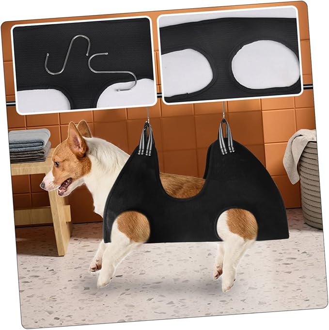 BESPORTBLE 1 Set Pet Nail Trimming Hammock for Dogs Cats Professional Grooming Harness Ergonomic Design Easy to Install Sturdy and Practical for Safe Nail Care Black