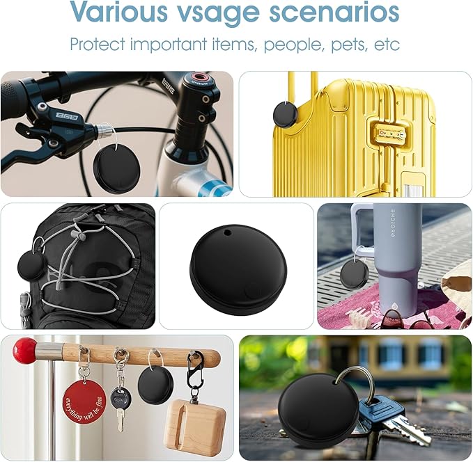 Smart Tracker Tags 2 Pack-for Android or iOS,Dual System Smart Tags、Bluetooth Tracker Work with Apple Find My or Google Find Hub App,Item Locator for Backpack,Pet,Keys,IP67 Waterproof (Black/White)