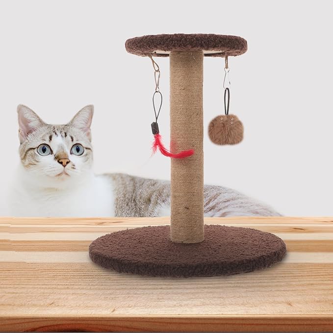 Cabilock Cat Scratching Post and Kitten Scratcher Pole with Natural Sisal Rope, Multifunctional Household Scratching Furniture for Indoor Cats, Sturdy Brown Round Claw Scratcher for Daily