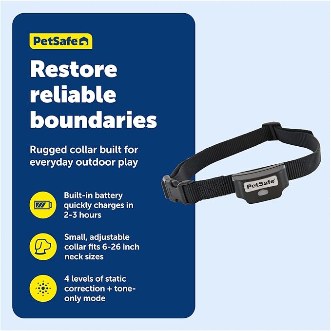 PetSafe Rechargeable In-Ground Pet Fence Receiver Collar for Cats and Dogs, Waterproof with Tone and Static Correction, Fits Pets 5 lbs and Up from The Parent Company of The Invisible Fence Brand