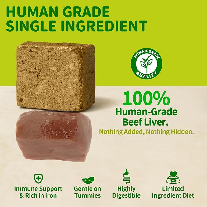 MAJOR PETS Freeze Dried Beef Liver Dog Treats - Single Ingredient - No Preservatives & High Protein - Grain Free - Premium Training Treats & Meal Topper - Made and Sourced in The USA - 10 oz