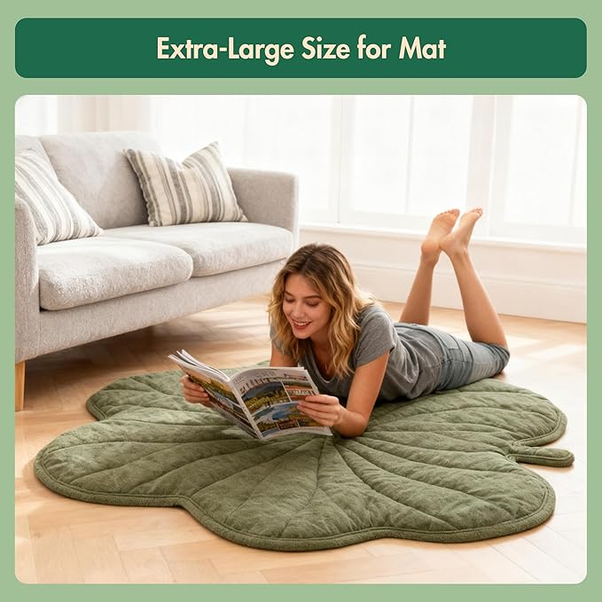 Extra Large Dog Heating Pad Waterproof Electric Heated Pet Beds for Indoor Outdoor, Adjustable Temperature, Washable Green Clover Shaped Cat Heating Pad Non Slip Bottom(47"X36")
