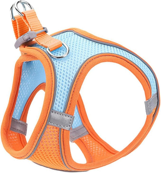 SUPVOX Pet Vest Leash with Reflective Breathable Mesh, No Pull Dog Harness and Puppy Walking Leash, Medium Size, Orange Set for Safe Outdoor Pet Supply