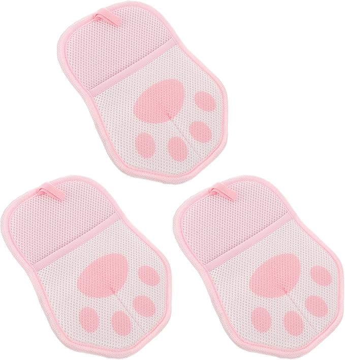 FRCOLOR 3pcs Pink Electrostatic Pet Hair Remover Gloves Reusable Grooming Mitts for Cats and Dogs Indoor Hair Cleaning and Deshedding